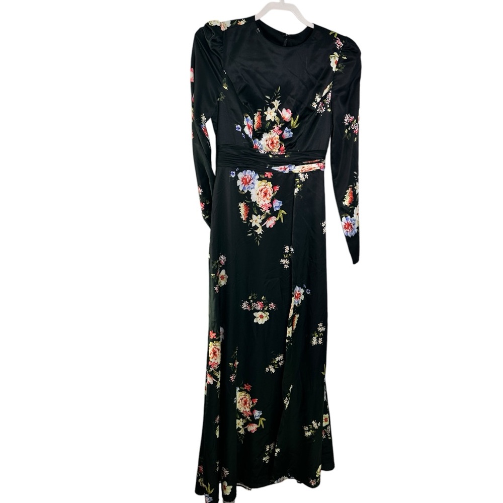 Ieena for Mac Duggal Faux Wrap Floral Gown Size 0 - Picture 5 of 12